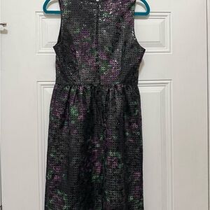 Trina Turk Black and Purple Sleeveless Sheath Dress
